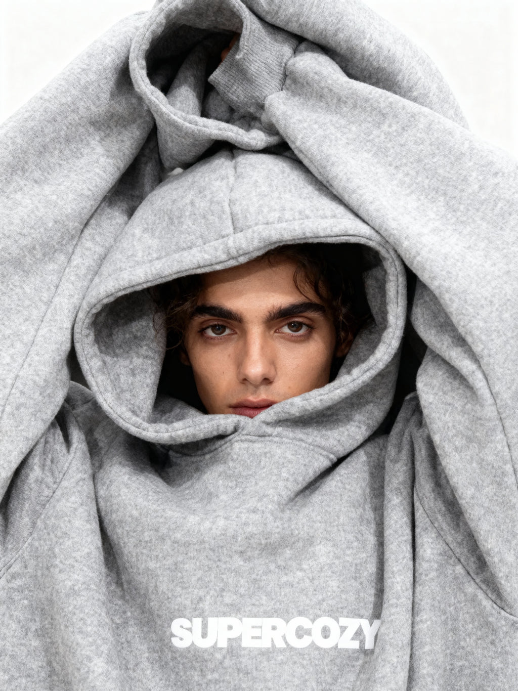 SUPERCOZY Oversized Grey Fleeced Hoodie