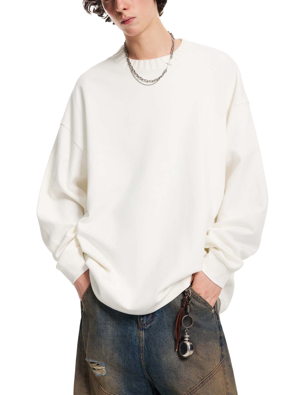 SUPERCOZY Knitted Round Neck Oversize Sweatshirt