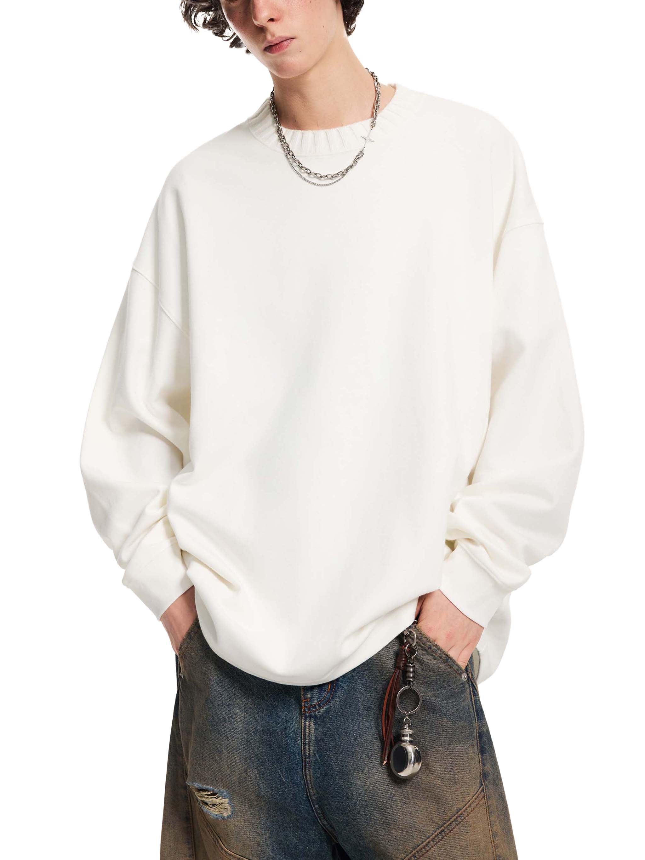 SUPERCOZY Knitted Round Neck Oversize Sweatshirt